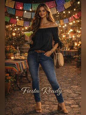 Michael Stars Black Off Shoulder Blouse Small Boho Chic Peasant Top